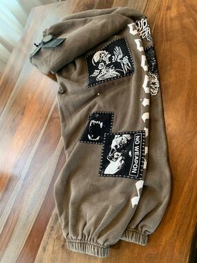Darc Sport Brown Unisex Graphic Jogger Pants with Black & White Patches